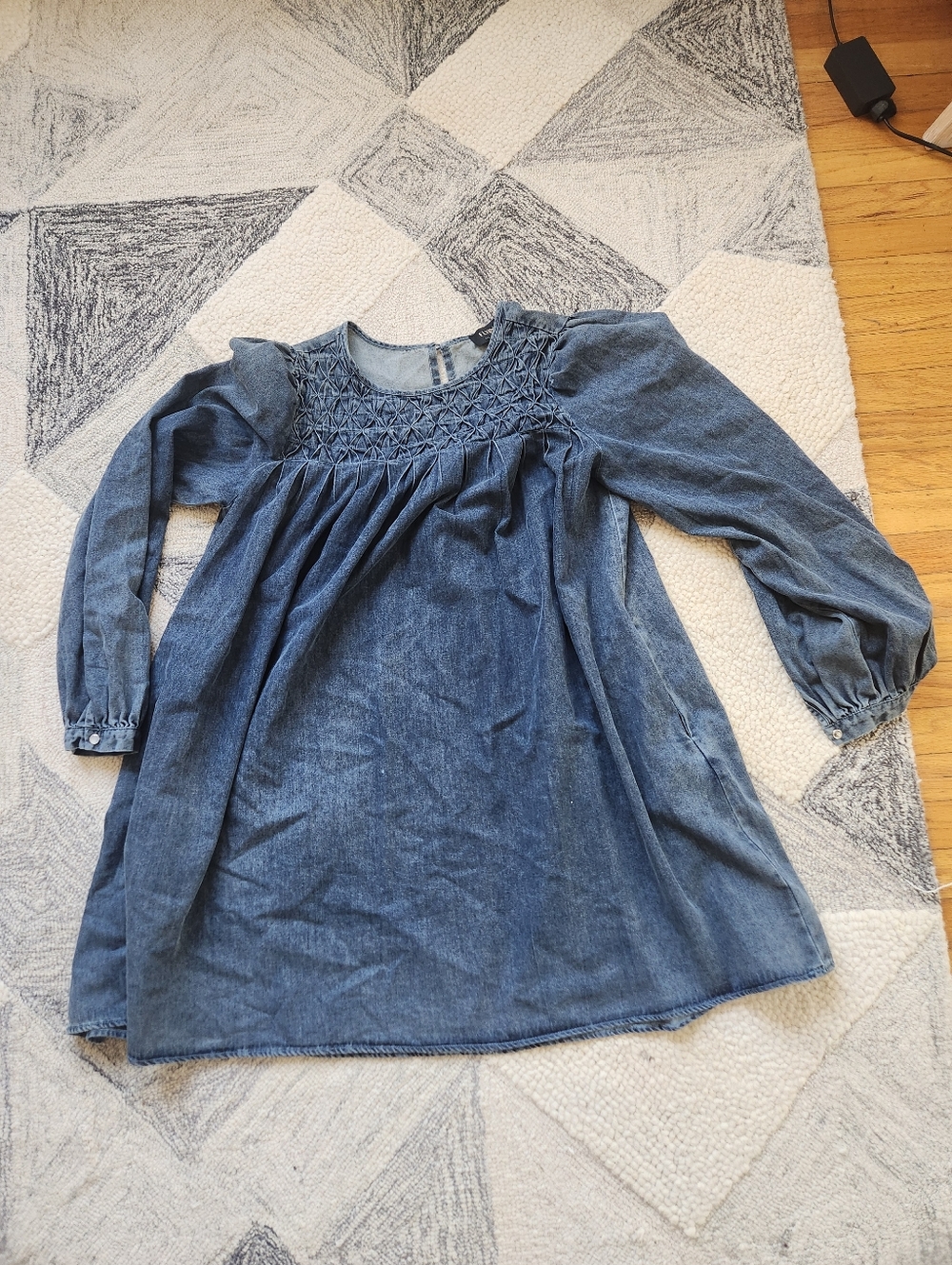 flying tomato denim shift midi dress long sleeve large